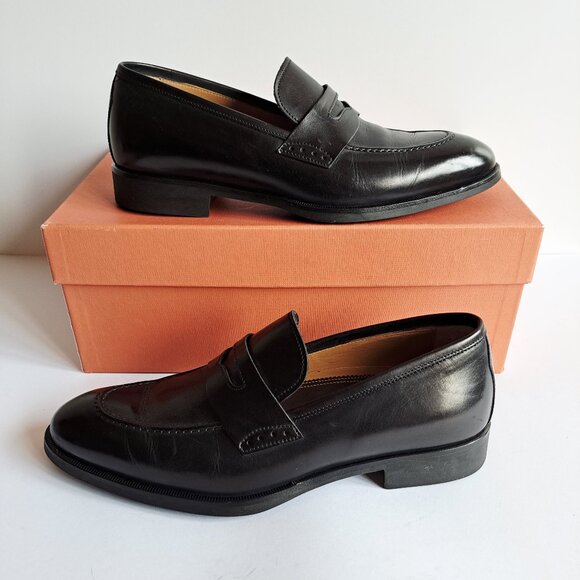 New Di Bianco Black Leather Penny Loafer Shoes Size 8 main image 6